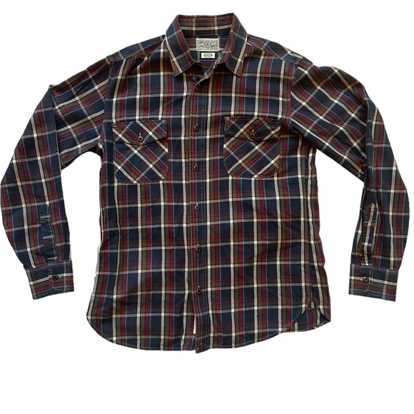 SOLD Lucky Brand Men’s Shirt Long Sleeve Button Down Blue and Red Plaid Size Med - Picture 1 of 6